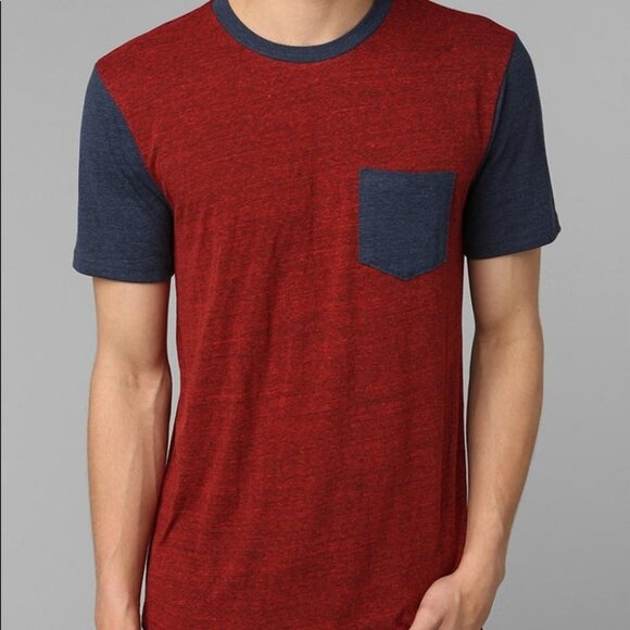 Urban Outfitters BDG Short Sleeve Colourblock Tee Size XS T-Shirt Blue Red‎ Tee - Picture 5 of 7